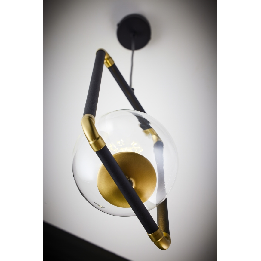 Jupiter 2023 - Chandelier on a string ZAFRA 1xG9/10W/230V black/gold/clear