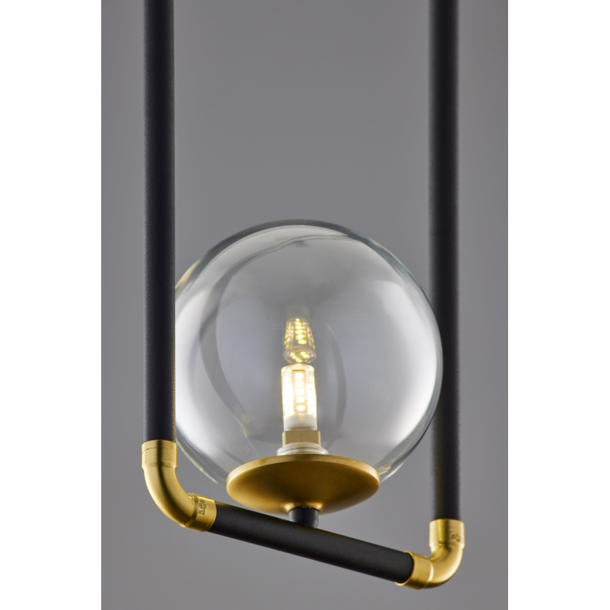 Jupiter 2023 - Chandelier on a string ZAFRA 1xG9/10W/230V black/gold/clear