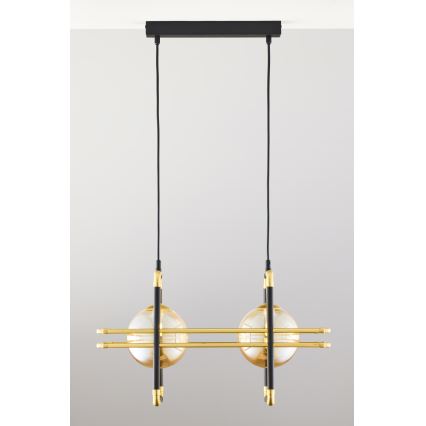 Jupiter 2026 - Chandelier on a string FIORI 2xG9/10W/230V black/gold/beige