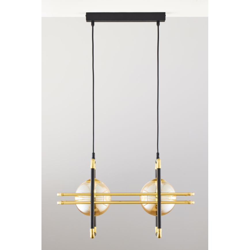 Jupiter 2026 - Chandelier on a string FIORI 2xG9/10W/230V black/gold/beige