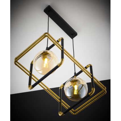 Jupiter 2026 - Chandelier on a string FIORI 2xG9/10W/230V black/gold/beige