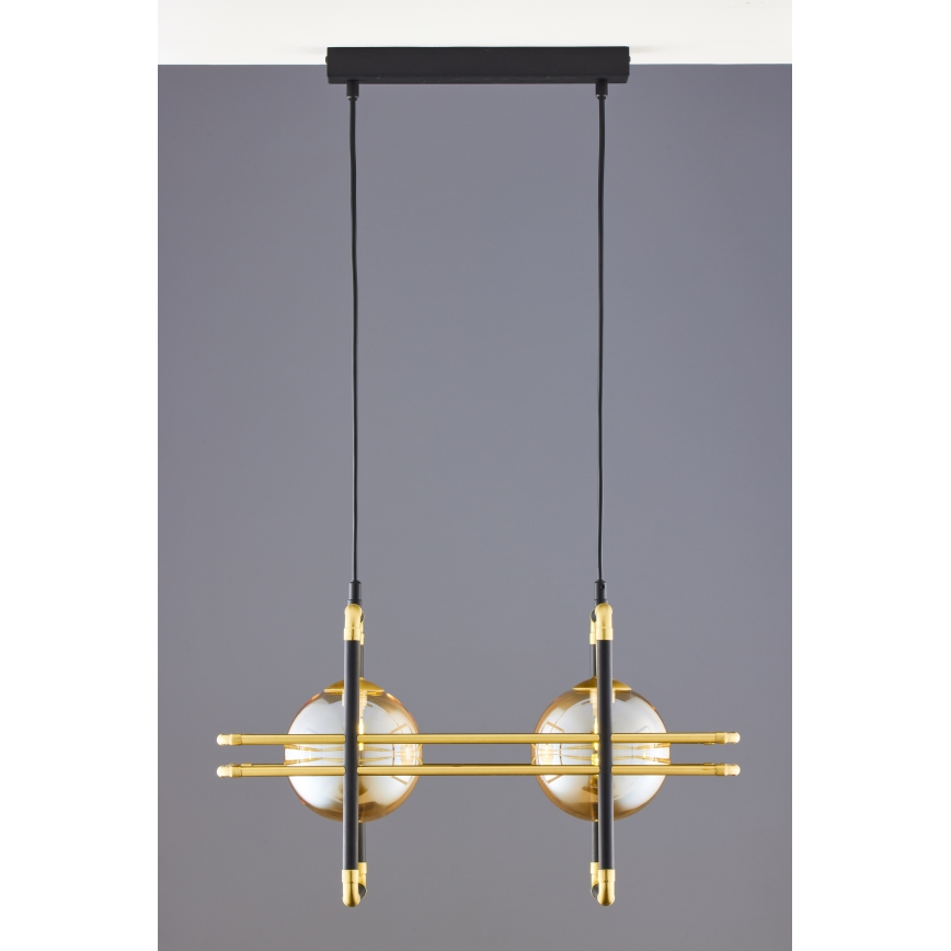 Jupiter 2026 - Chandelier on a string FIORI 2xG9/10W/230V black/gold/beige