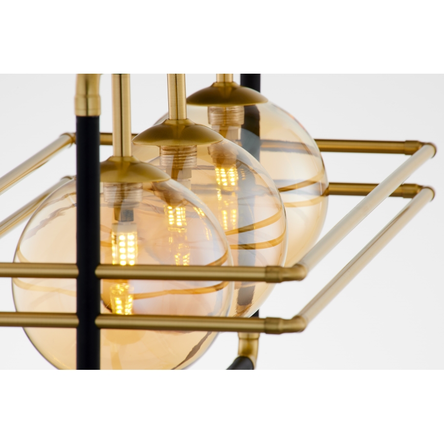 Jupiter 2027 - Chandelier on a string FIORI 3xG9/10W/230V black/gold/beige