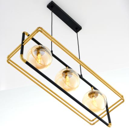 Jupiter 2027 - Chandelier on a string FIORI 3xG9/10W/230V black/gold/beige