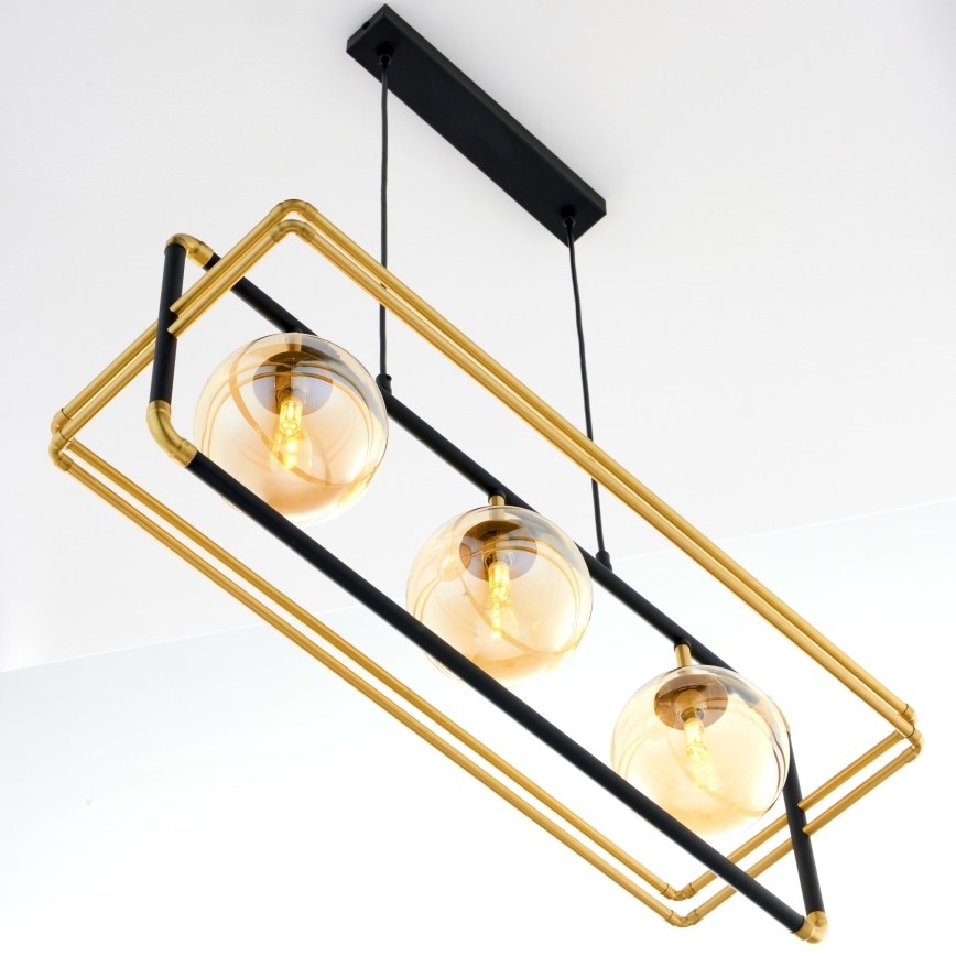 Jupiter 2027 - Chandelier on a string FIORI 3xG9/10W/230V black/gold/beige