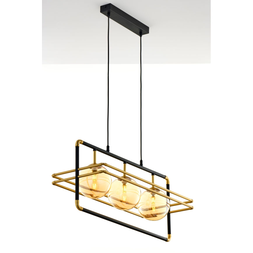 Jupiter 2027 - Chandelier on a string FIORI 3xG9/10W/230V black/gold/beige