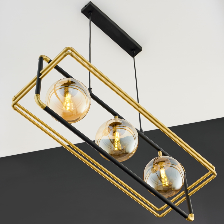Jupiter 2027 - Chandelier on a string FIORI 3xG9/10W/230V black/gold/beige