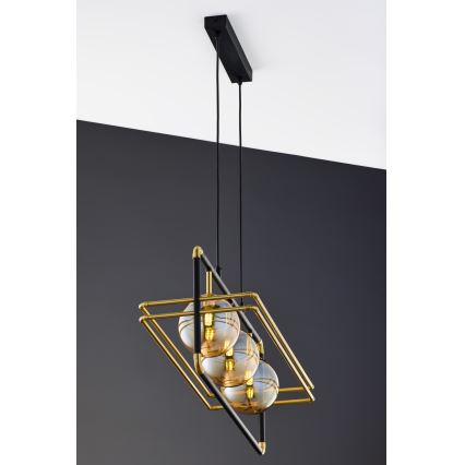Jupiter 2027 - Chandelier on a string FIORI 3xG9/10W/230V black/gold/beige