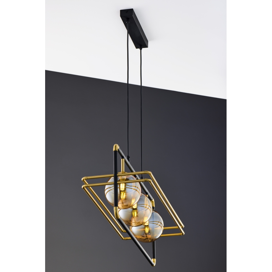 Jupiter 2027 - Chandelier on a string FIORI 3xG9/10W/230V black/gold/beige