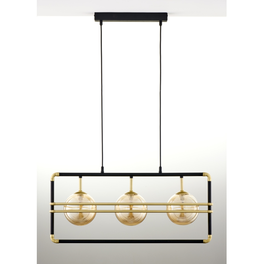 Jupiter 2027 - Chandelier on a string FIORI 3xG9/10W/230V black/gold/beige