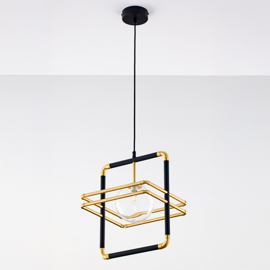 Jupiter 2028 - Chandelier on a string FIORI 1xG9/10W/230V black/gold/clear