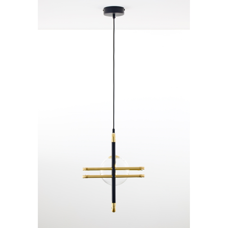 Jupiter 2028 - Chandelier on a string FIORI 1xG9/10W/230V black/gold/clear