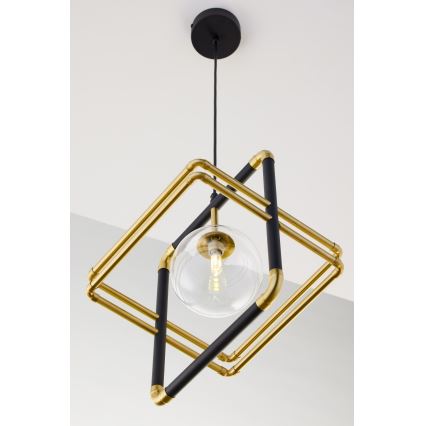 Jupiter 2028 - Chandelier on a string FIORI 1xG9/10W/230V black/gold/clear