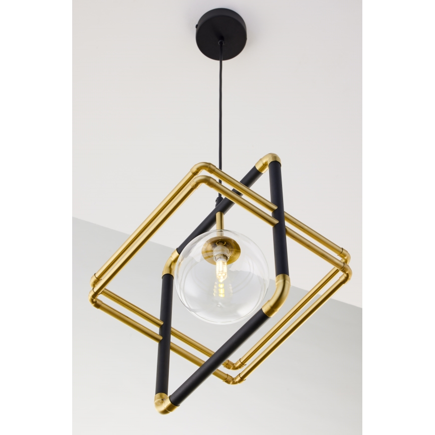 Jupiter 2028 - Chandelier on a string FIORI 1xG9/10W/230V black/gold/clear