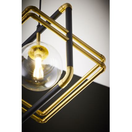 Jupiter 2028 - Chandelier on a string FIORI 1xG9/10W/230V black/gold/clear