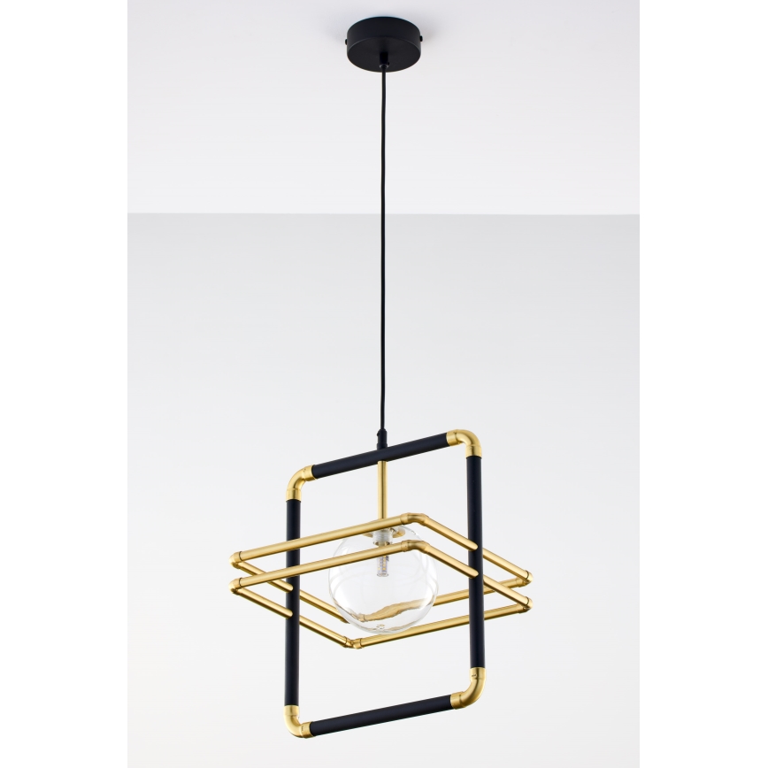Jupiter 2028 - Chandelier on a string FIORI 1xG9/10W/230V black/gold/clear