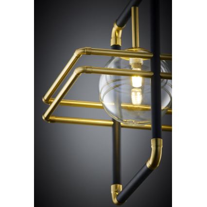 Jupiter 2028 - Chandelier on a string FIORI 1xG9/10W/230V black/gold/clear