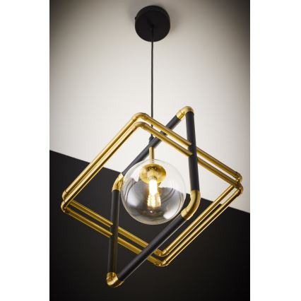 Jupiter 2028 - Chandelier on a string FIORI 1xG9/10W/230V black/gold/clear