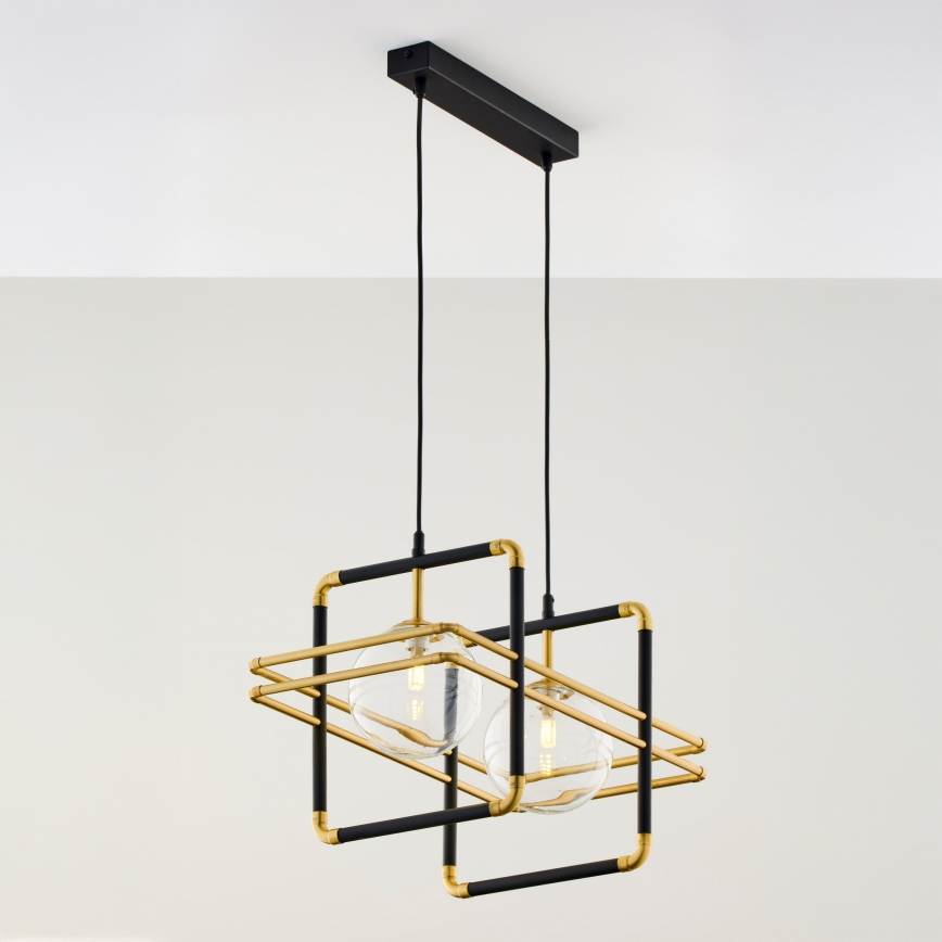 Jupiter 2029 - Chandelier on a string FIORI 2xG9/10W/230V black/gold/clear