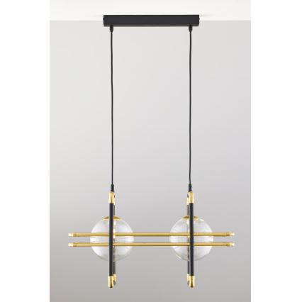 Jupiter 2029 - Chandelier on a string FIORI 2xG9/10W/230V black/gold/clear