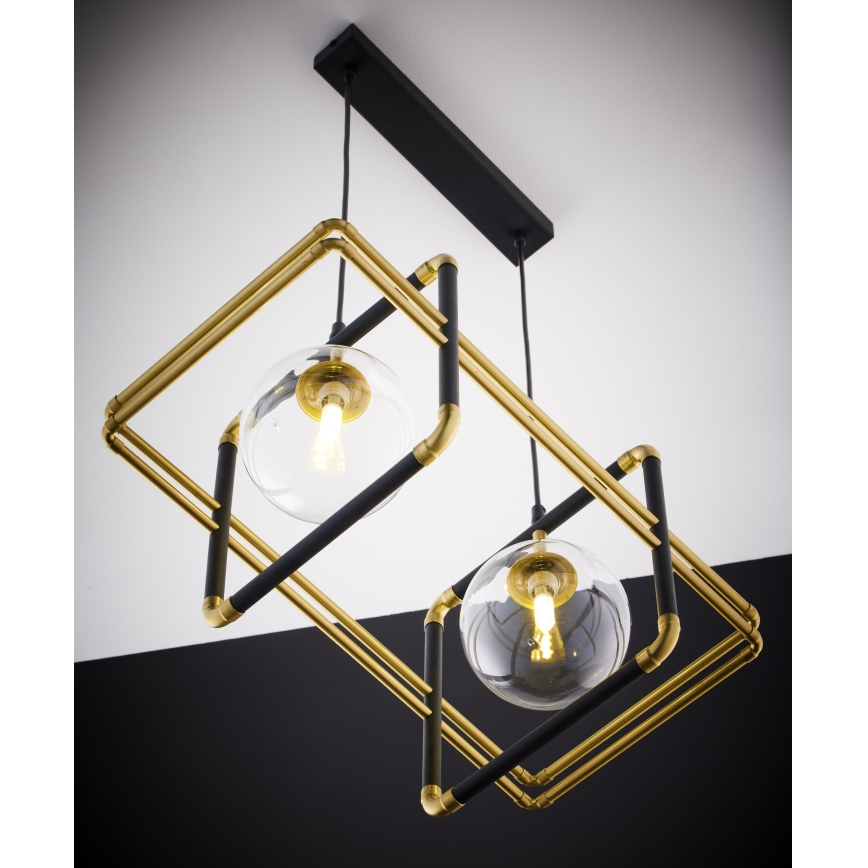 Jupiter 2029 - Chandelier on a string FIORI 2xG9/10W/230V black/gold/clear