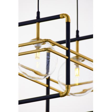 Jupiter 2029 - Chandelier on a string FIORI 2xG9/10W/230V black/gold/clear