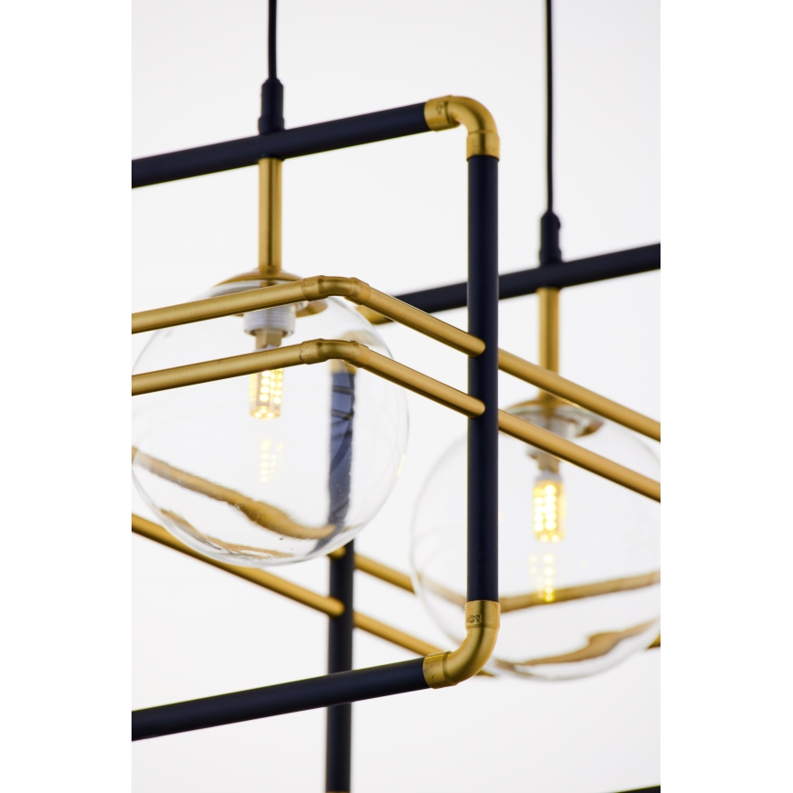 Jupiter 2029 - Chandelier on a string FIORI 2xG9/10W/230V black/gold/clear