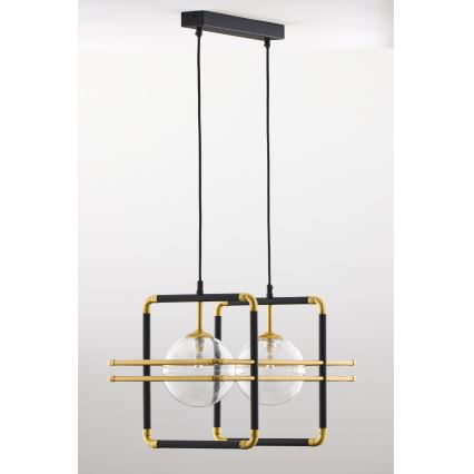 Jupiter 2029 - Chandelier on a string FIORI 2xG9/10W/230V black/gold/clear