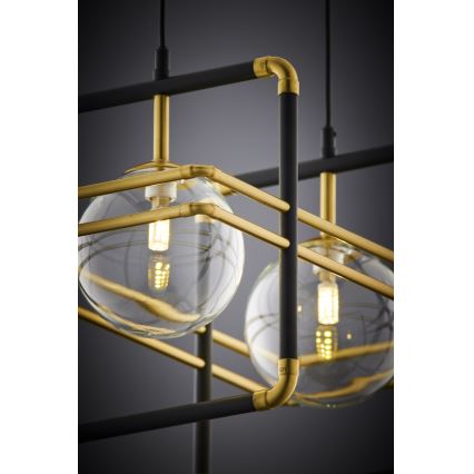 Jupiter 2029 - Chandelier on a string FIORI 2xG9/10W/230V black/gold/clear
