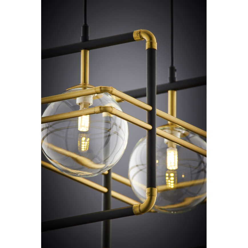 Jupiter 2029 - Chandelier on a string FIORI 2xG9/10W/230V black/gold/clear