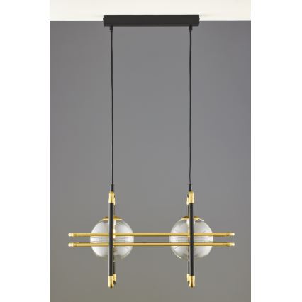 Jupiter 2029 - Chandelier on a string FIORI 2xG9/10W/230V black/gold/clear