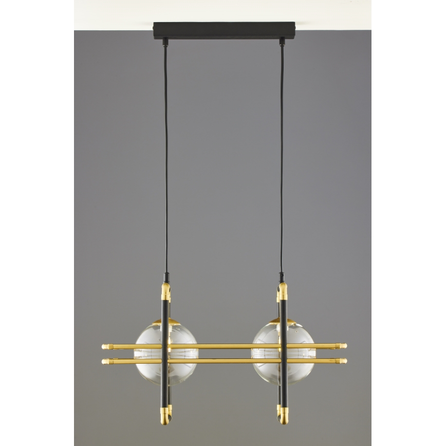 Jupiter 2029 - Chandelier on a string FIORI 2xG9/10W/230V black/gold/clear