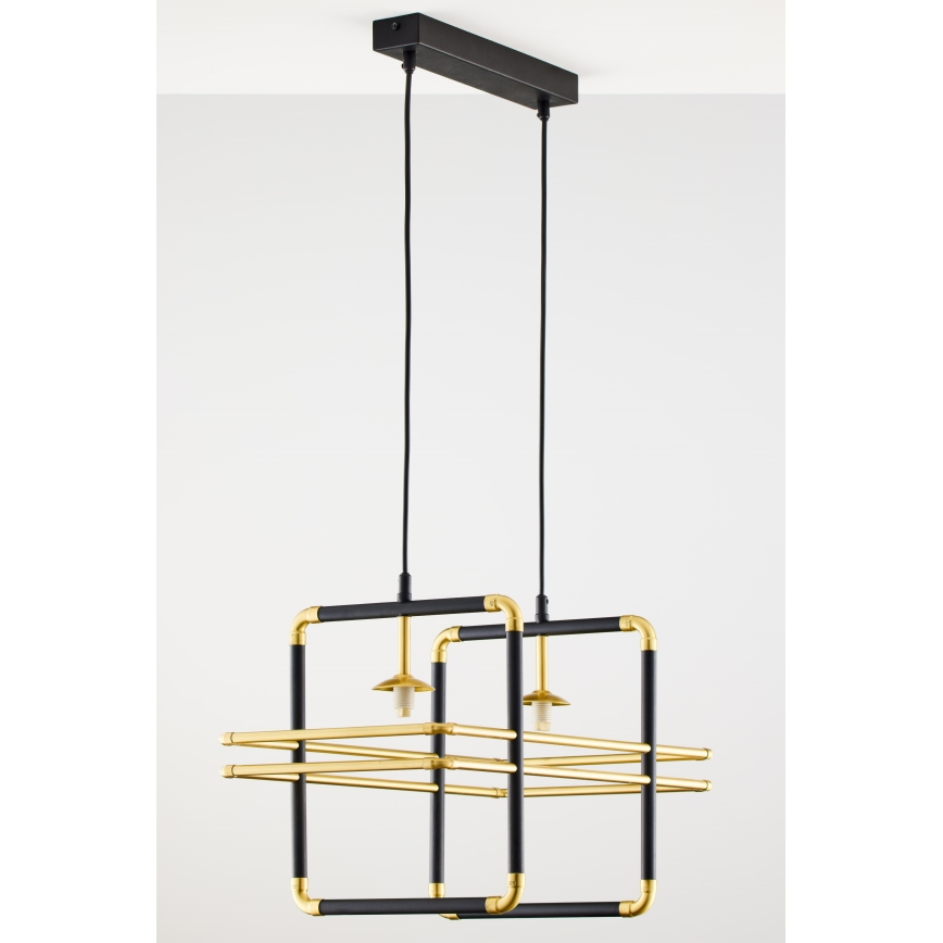 Jupiter 2029 - Chandelier on a string FIORI 2xG9/10W/230V black/gold/clear
