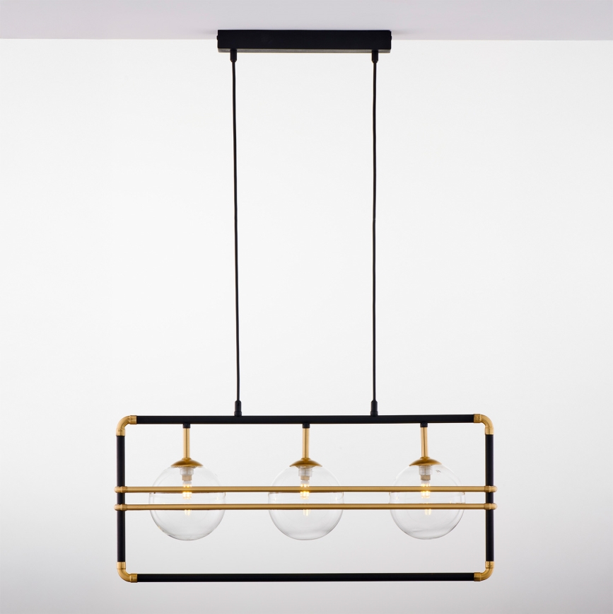 Jupiter 2030 - Chandelier on a string FIORI 3xG9/10W/230V black/gold/clear