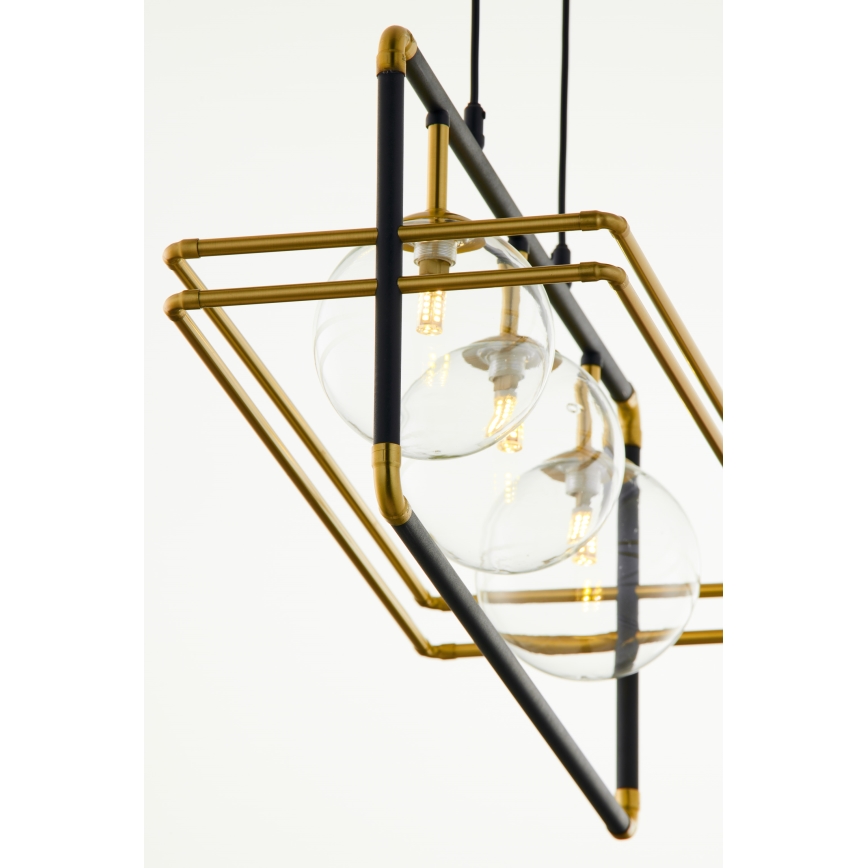 Jupiter 2030 - Chandelier on a string FIORI 3xG9/10W/230V black/gold/clear