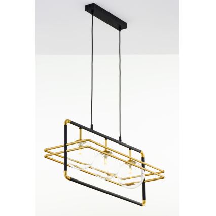 Jupiter 2030 - Chandelier on a string FIORI 3xG9/10W/230V black/gold/clear