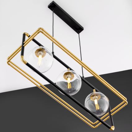 Jupiter 2030 - Chandelier on a string FIORI 3xG9/10W/230V black/gold/clear