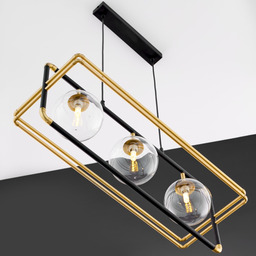 Jupiter 2030 - Chandelier on a string FIORI 3xG9/10W/230V black/gold/clear