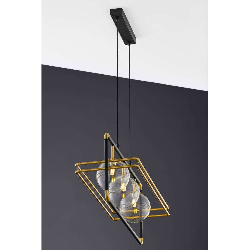 Jupiter 2030 - Chandelier on a string FIORI 3xG9/10W/230V black/gold/clear
