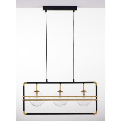 Jupiter 2030 - Chandelier on a string FIORI 3xG9/10W/230V black/gold/clear