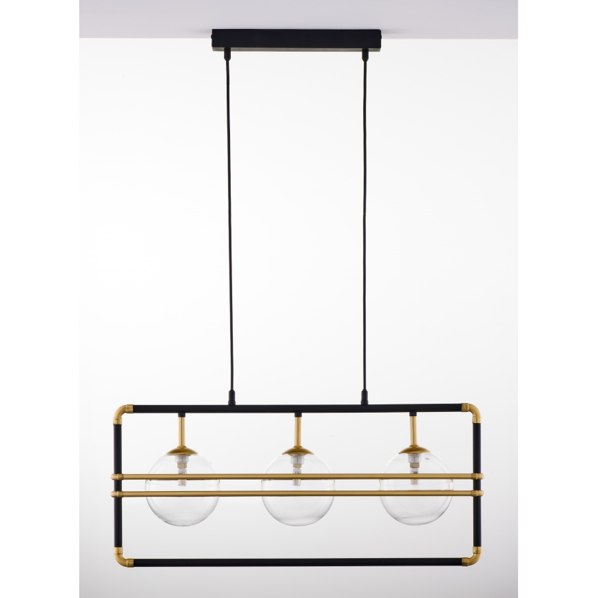 Jupiter 2030 - Chandelier on a string FIORI 3xG9/10W/230V black/gold/clear