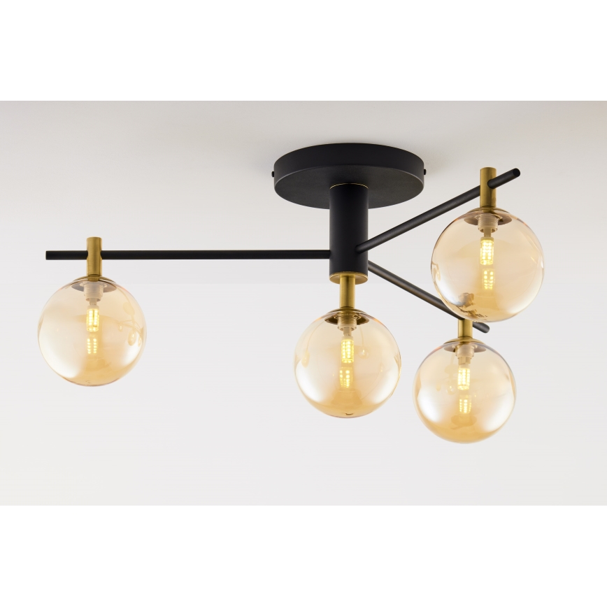 Jupiter 2031 - Surface-mounted chandelier FIGARO 4xG9/10W/230V black/gold/beige