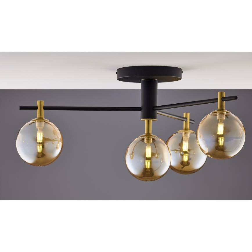 Jupiter 2031 - Surface-mounted chandelier FIGARO 4xG9/10W/230V black/gold/beige
