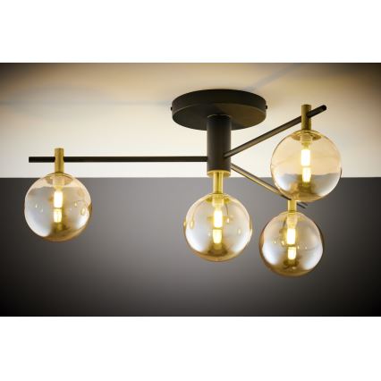 Jupiter 2031 - Surface-mounted chandelier FIGARO 4xG9/10W/230V black/gold/beige