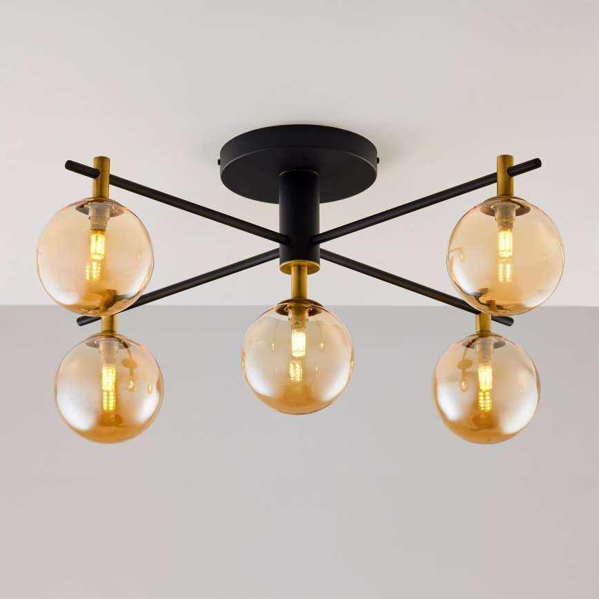 Jupiter 2032 - Surface-mounted chandelier FIGARO 5xG9/10W/230V black/gold/beige
