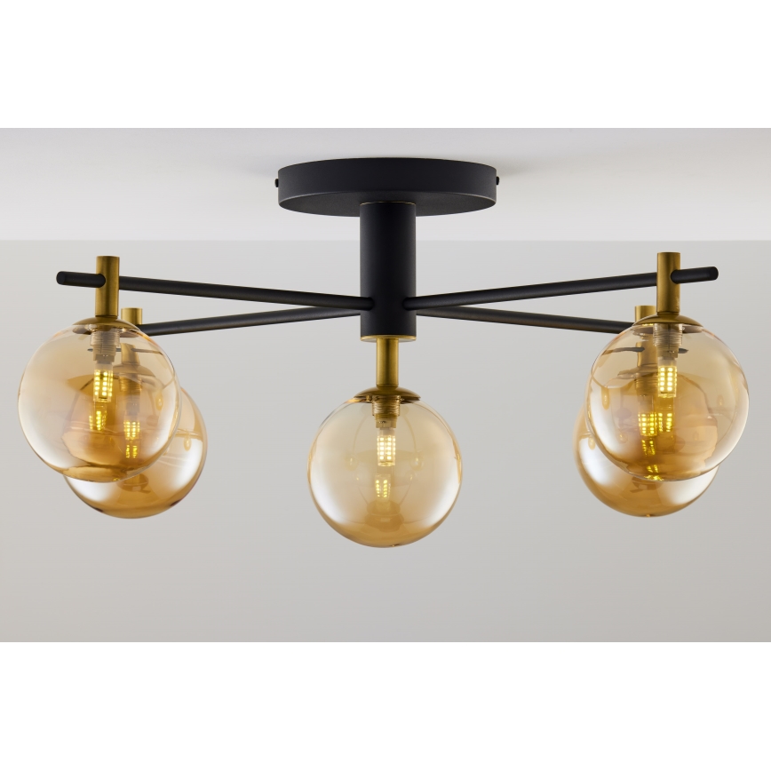 Jupiter 2032 - Surface-mounted chandelier FIGARO 5xG9/10W/230V black/gold/beige