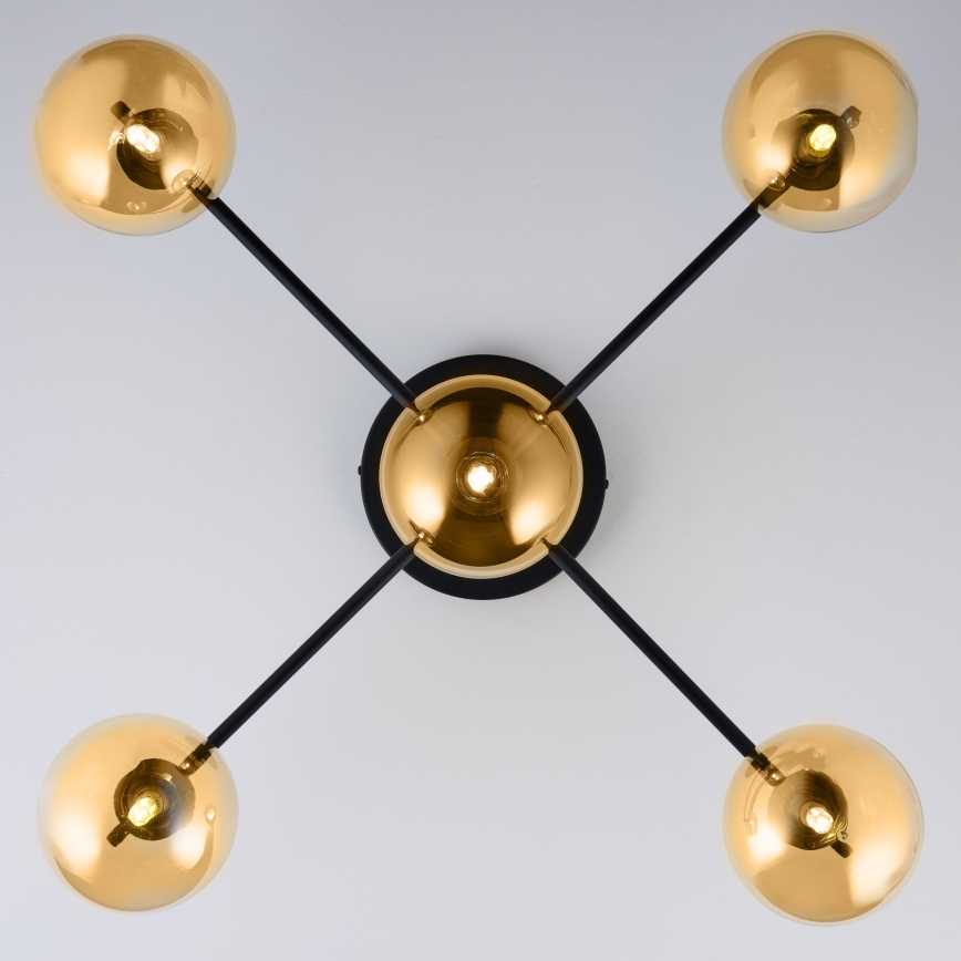 Jupiter 2032 - Surface-mounted chandelier FIGARO 5xG9/10W/230V black/gold/beige