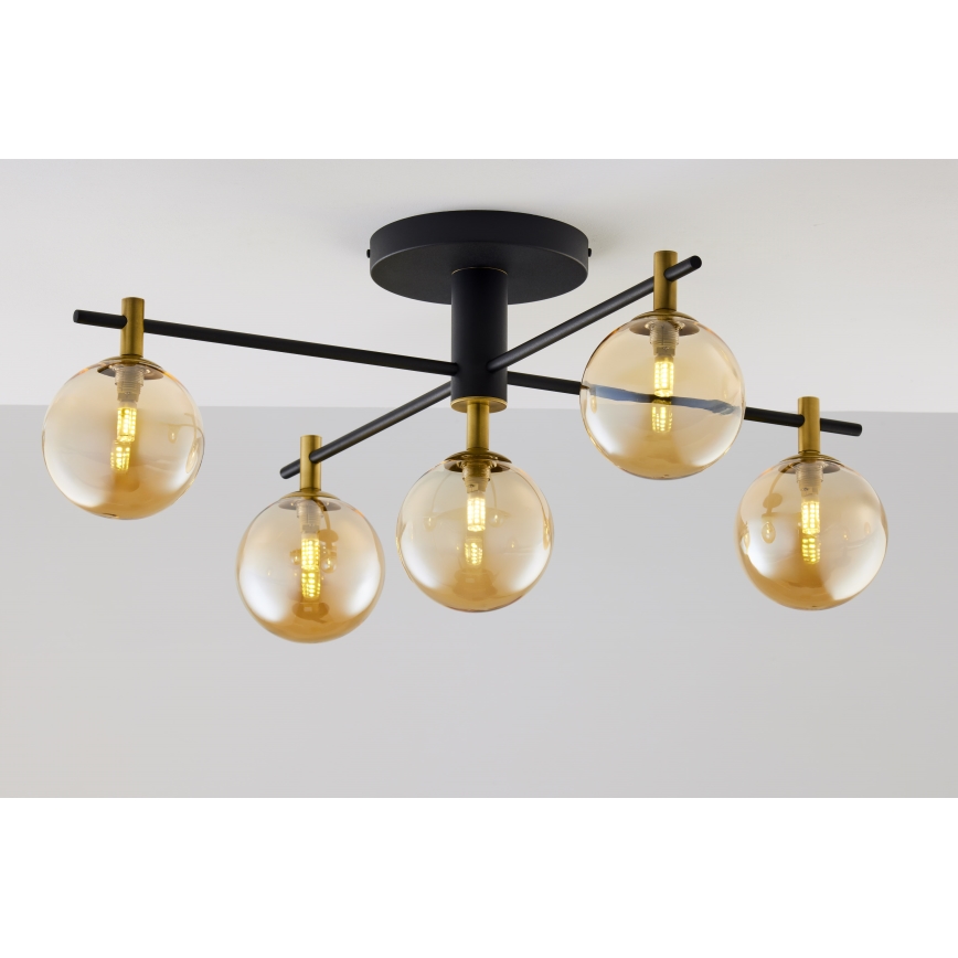 Jupiter 2032 - Surface-mounted chandelier FIGARO 5xG9/10W/230V black/gold/beige