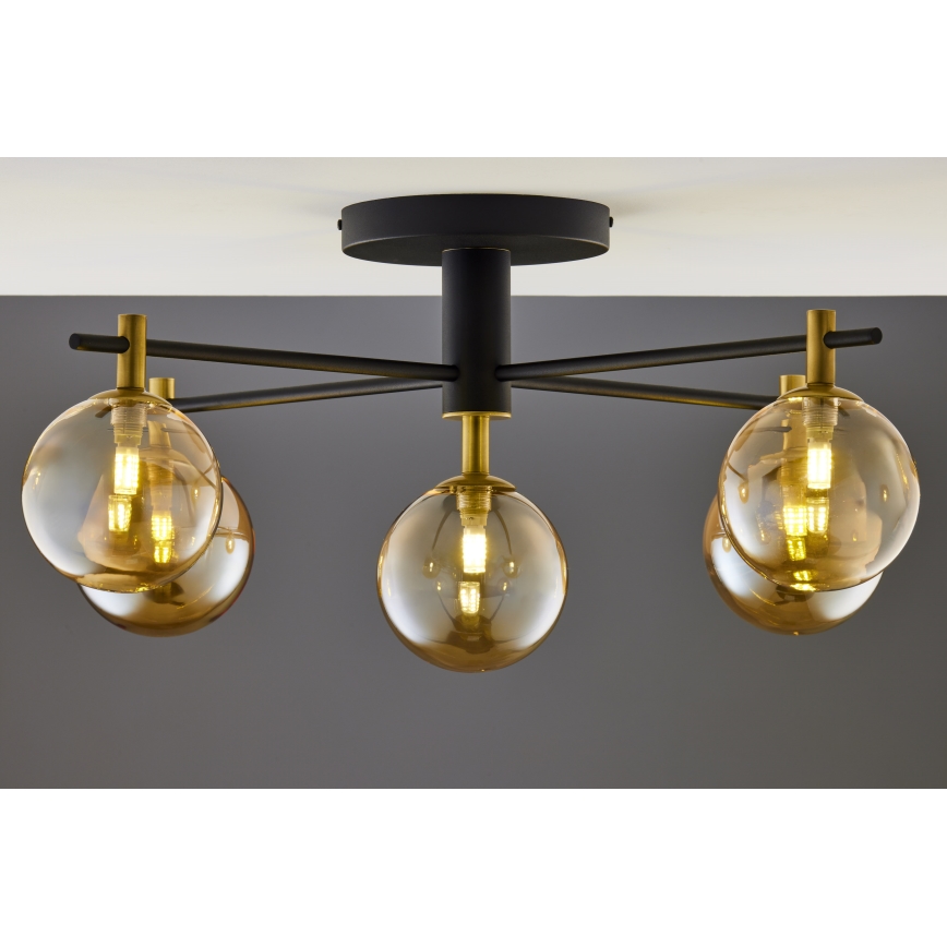 Jupiter 2032 - Surface-mounted chandelier FIGARO 5xG9/10W/230V black/gold/beige