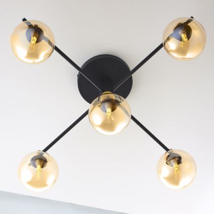 Jupiter 2032 - Surface-mounted chandelier FIGARO 5xG9/10W/230V black/gold/beige